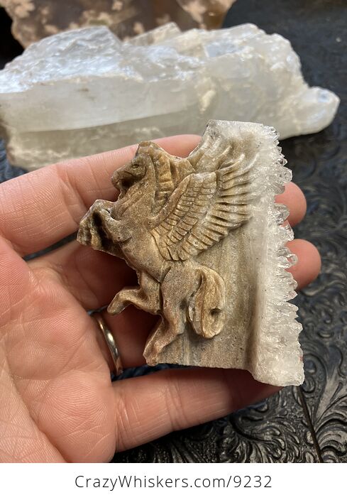 Hand Carved Crystal Stone Pegasus Figurine - #nhPImtNDii0-1