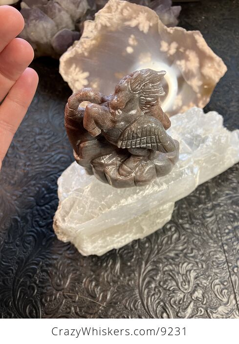 Hand Carved Crystal Stone Pegasus Quartzite Figurine - #sXH7P0sp97U-6