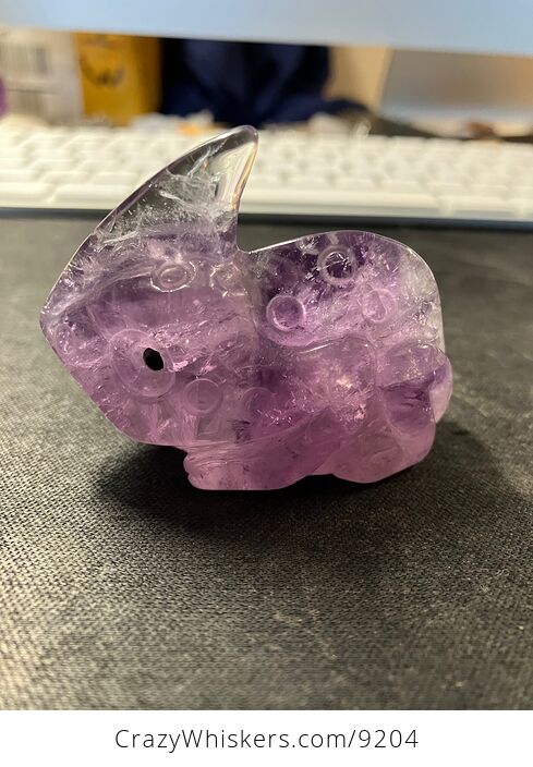 Hand Carved Purple Amethyst Stone Chameleon Lizard Crystal Figurine - #1IncuhTZEIk-3