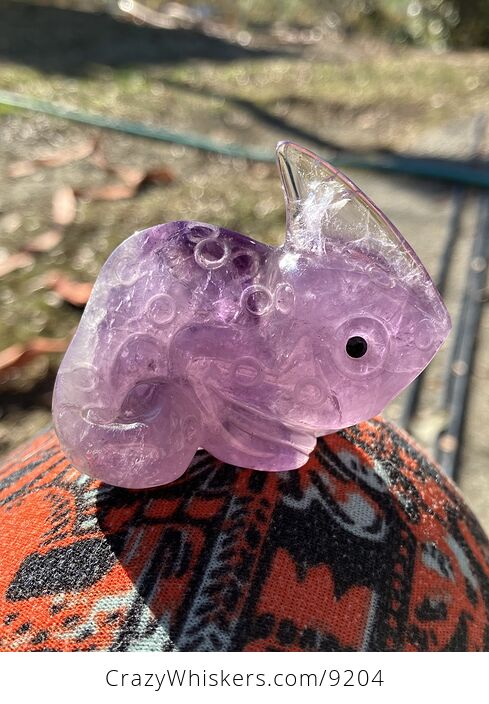Hand Carved Purple Amethyst Stone Chameleon Lizard Crystal Figurine - #1IncuhTZEIk-4