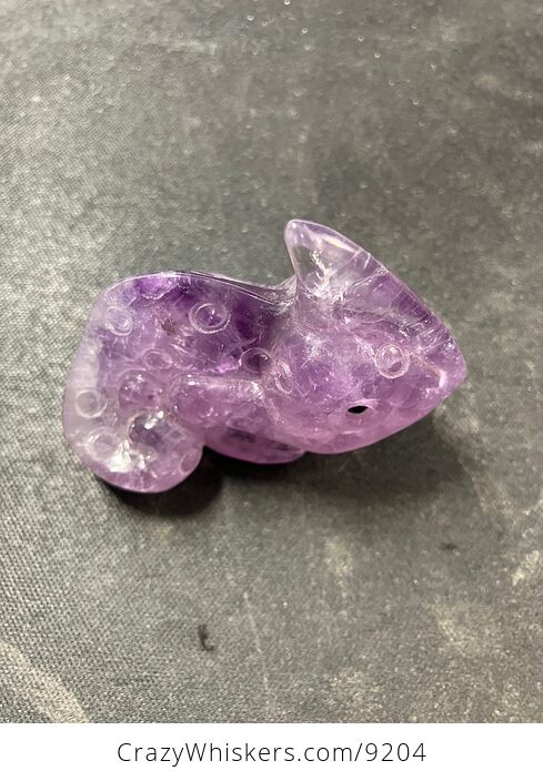Hand Carved Purple Amethyst Stone Chameleon Lizard Crystal Figurine - #1IncuhTZEIk-2