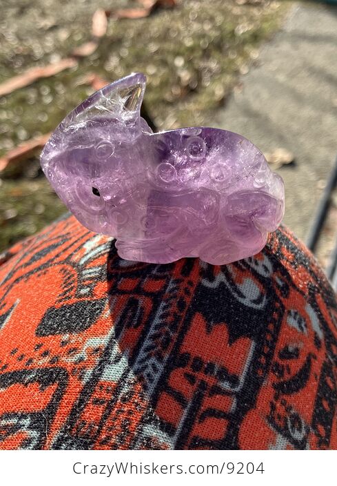 Hand Carved Purple Amethyst Stone Chameleon Lizard Crystal Figurine - #1IncuhTZEIk-7