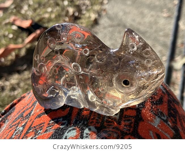 Hand Carved Smoky Quartz Stone Chameleon Lizard Crystal Figurine - #tjytShXof9w-3