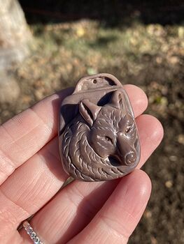 Hand Carved Wolf Succor Creek Jasper Stone Top Drilled Pendant Bead Cabochon #hh21cOUijhA