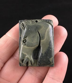 Horse Carved Ribbon Jasper Stone Pendant Jewelry #tQRRS9koXi4