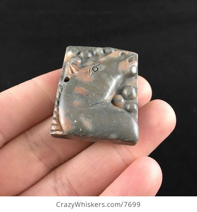 Horse Carved Ribbon Jasper Stone Pendant Jewelry - #SIEbaHf5L3M-4