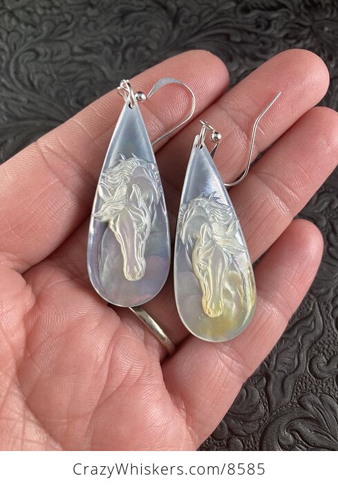 Horse Mother of Pearl and Jasper Earrings Jewelry - #7VAgNtRhS8c-1