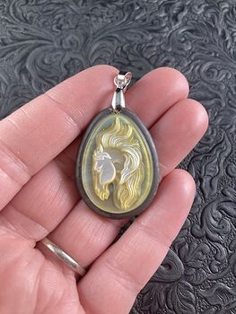 Horse Mother of Pearl Carved and Jasper Stone Jewelry Pendant #eNMlN4dIHLw