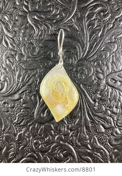 Horse Mother of Pearl Carved Shell Jewelry Pendant - #eIu2YH1W6kA-3
