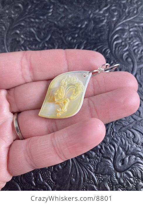 Horse Mother of Pearl Carved Shell Jewelry Pendant - #eIu2YH1W6kA-5