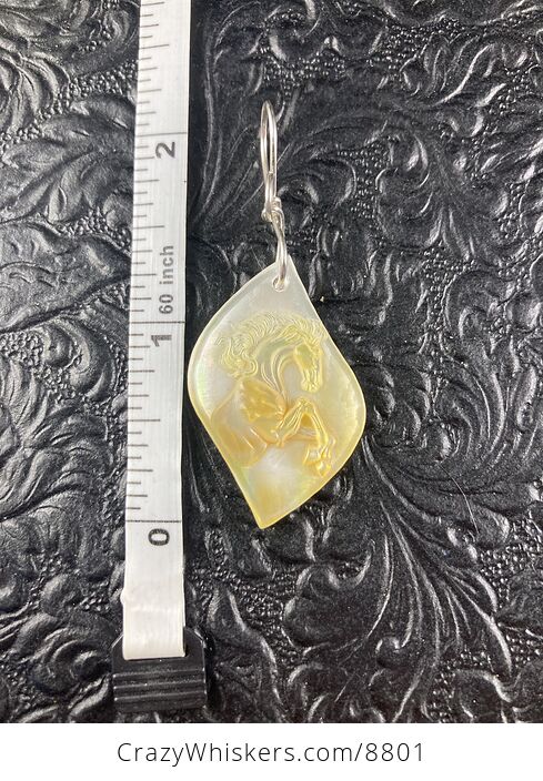Horse Mother of Pearl Carved Shell Jewelry Pendant - #eIu2YH1W6kA-2