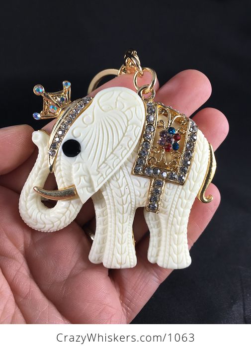 Huge Crowned Elephant Pendant with Rhinestones - #lBdANdeXtIA-1