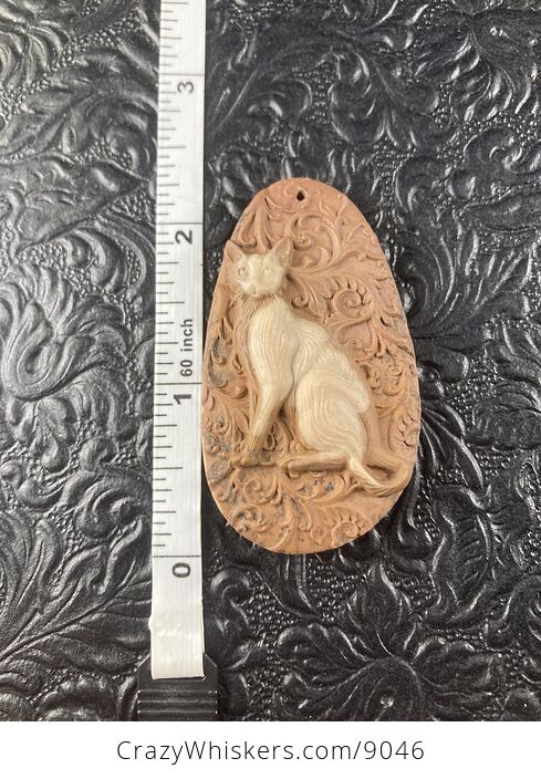 Kitty Cat Carved Mini Art Jasper Stone Pendant Cabochon Jewelry - #gAcZgVu308g-6