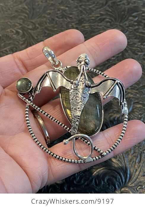 Labradorite Dragon Charm Pendant Stone Crystal Jewelry - #hUHptplTKsY-2