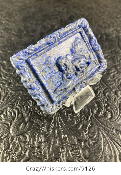 Male Lion Carved Mini Art Blue Lapis Lazuli Stone Pendant Cabochon Jewelry - #YGJlD7LlysY-2