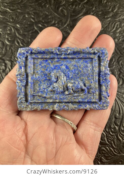 Male Lion Carved Mini Art Blue Lapis Lazuli Stone Pendant Cabochon Jewelry - #YGJlD7LlysY-5