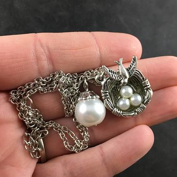 Mamma Nest and Pearly Eggs Jewelry Necklace Pendant #bpN1mgaA9AY