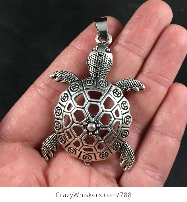 Necklace and Earrings Jewelry Set of Silver Tone Cute Sea Turtles - #PJkmkR8wUW0-2
