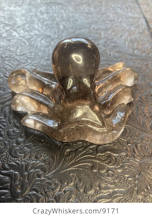 Octopus Carved in Polished Smoky Quartz Crystal - #pzspCY06Vss-2