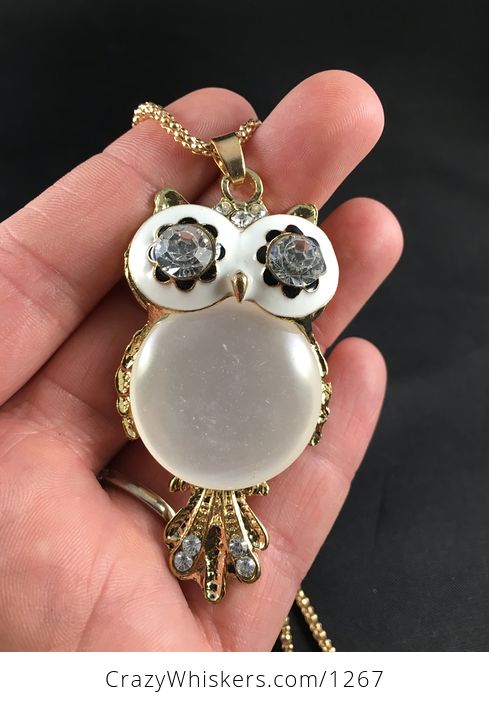 Owl Pendant with Rhinestones and Opal Body - #e8OGuER1K3A-1