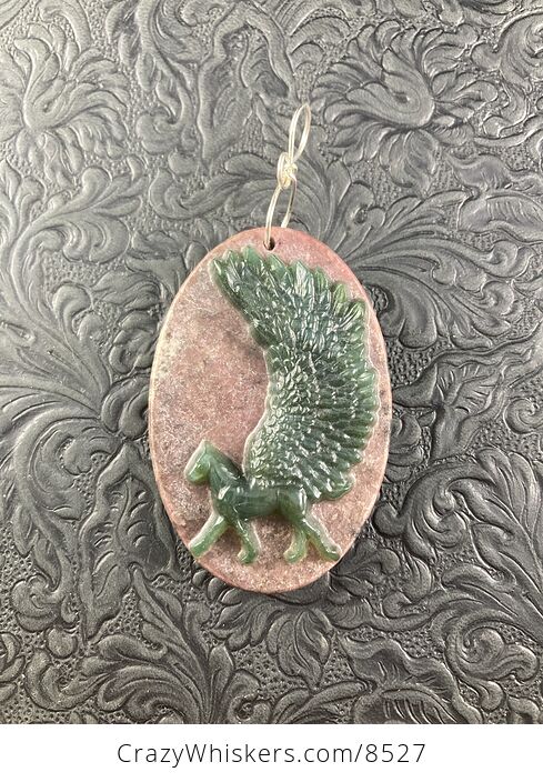 Pegasus Pendant Jewelry Moss Agate and Rhodonite Stone - #Twmq7FgdSHI-1