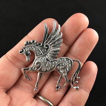 Pegasus Winged Horse and Rhinestone Necklace Jewelry #pScAWpiFJ8c