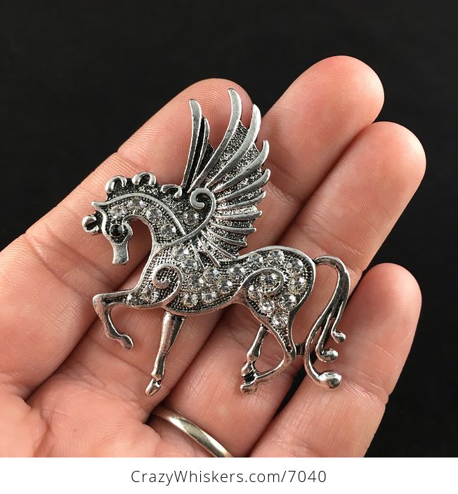 Pegasus Winged Horse and Rhinestone Necklace Jewelry - #pScAWpiFJ8c-1