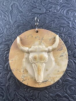 Pendant Jewelry Taurus Bull Buffalo Carved in Jasper Stone Ornament Mini Art #rWktnU3ijcE