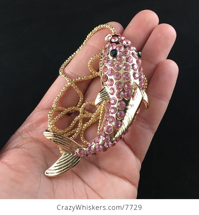 Pink and Gold Shark Pendant Jewelry Necklace - #HMVOXupGgpk-4
