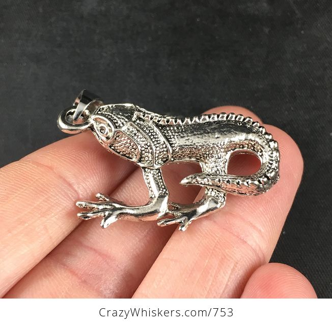 Silver Tone Iguana Lizard Pendant - #osGf8CUlNSY-2