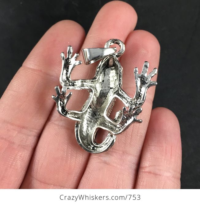 Silver Tone Iguana Lizard Pendant - #osGf8CUlNSY-5