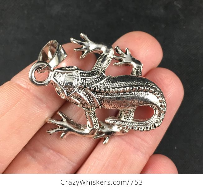 Silver Tone Iguana Lizard Pendant - #osGf8CUlNSY-3