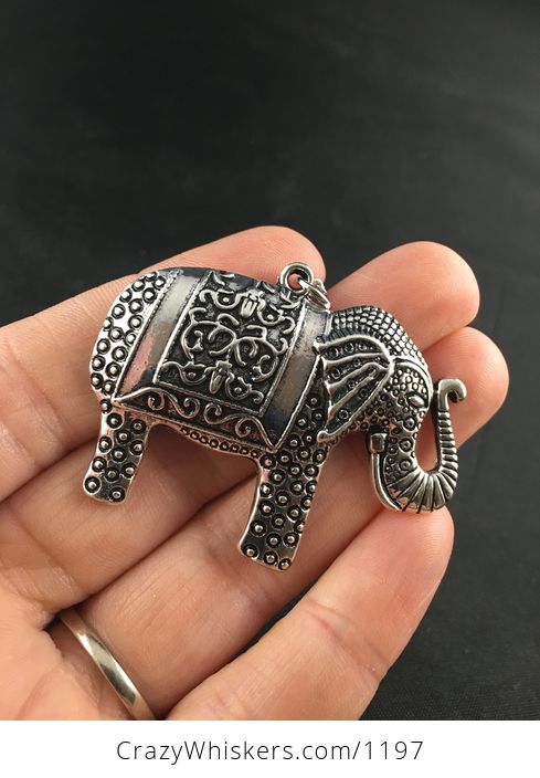 Silver Tone Pendant of an Elephant in Profile - #k2gCaJutvh4-1