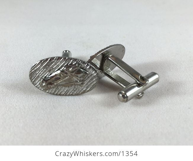 Silver Toned Oval Shaped Horse Head Cuff Links Price Includes Shipping - #MMjagUWf44M-2