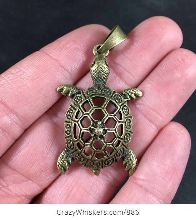 Small Cute Vintage Bronze Toned Sea Turtle Pendant Necklace - #tzr4FjpTtNE-1