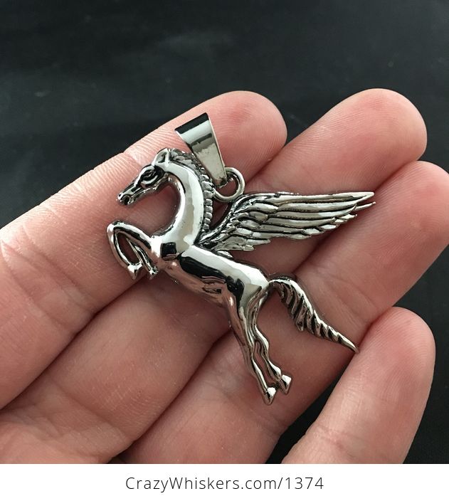 Stainless Steel Winged Flying Pegasus Horse Pendant - #zckYbOVIsIA-1