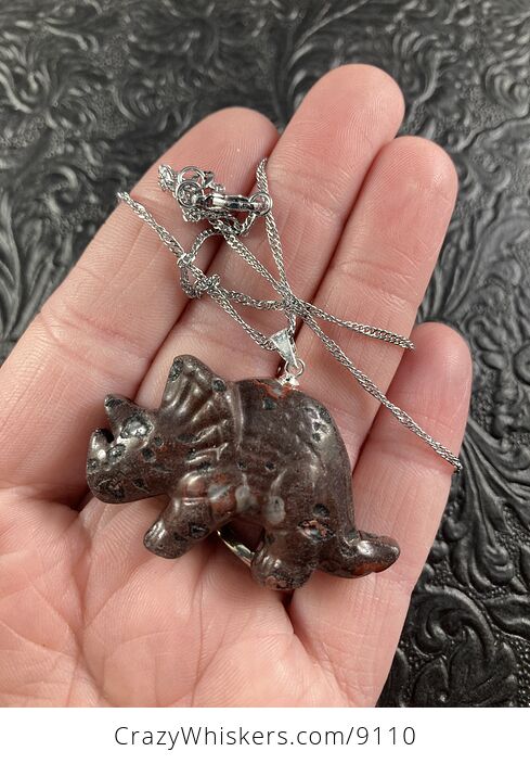 Stone Triceratops Dinosaur Pendant Necklace Jewelry - #ndsxUD4ArKo-5