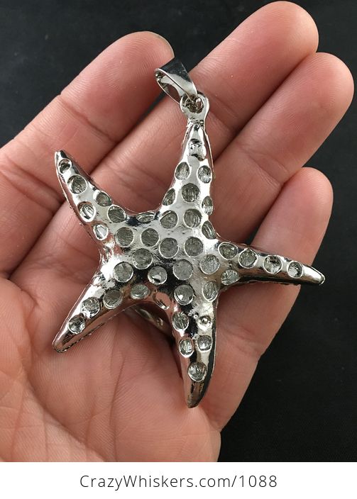 Stunning Large Rhinestone Encrusted and Silver Tone Starfish Pendant - #8GJPIGu4xwg-2