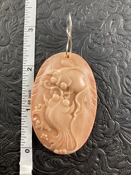 Swimming Pisces Gold Fish Carved in Jasper Stone Pendant Jewelry Mini Art Ornament #0ot1HdQkmiM