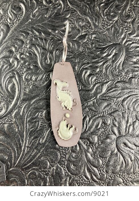 Swimming Pisces Gold Fish Carved in Jasper Stone Pendant Jewelry Mini Art Ornament - #NtqaAxlDEaw-4