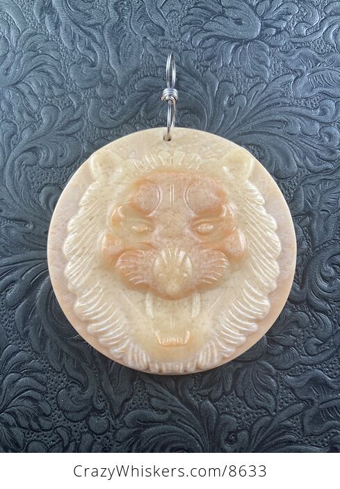 Tiger Carved Jasper Stone Pendant Jewelry Ornament or Mini Art - #6jYHIo0P2Yg-7