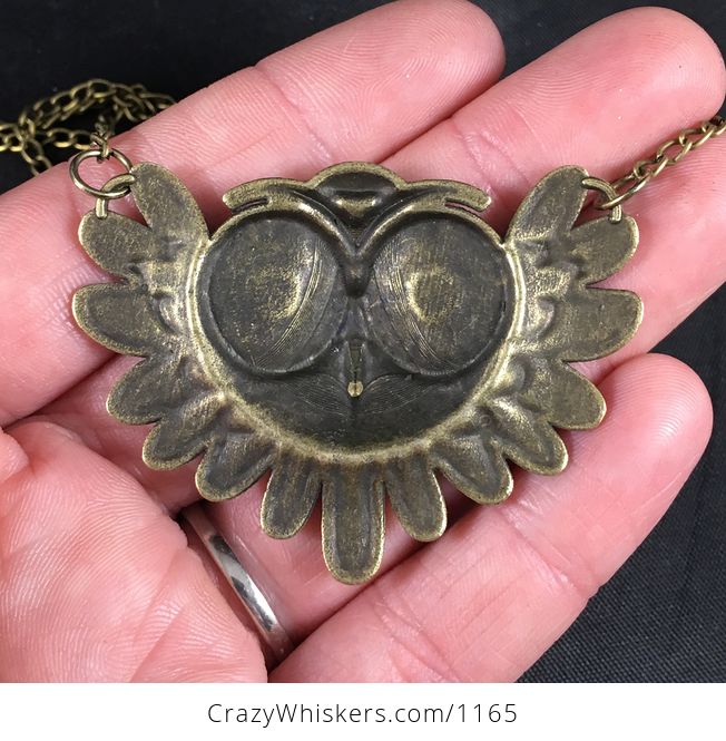 Vintage Bronze Toned Owl Face Pendant Necklace - #3vgmXiVkOpw-2