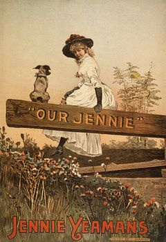 Vintage Digital Image of a Girl and Dog Sitting on a Wooden Board with Our Jennie Text C1887 #6aJJfQGujJQ
