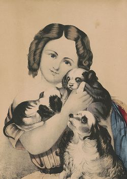 Vintage Digital Image of a Girl Cuddling with Puppies C Between 1842 and 1870 #1nEERUt4e1E