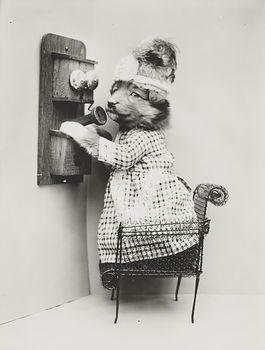 Vintage Digital Photo of a Puppy Dog Talking on a Telephone #YcM0YPKGYZc