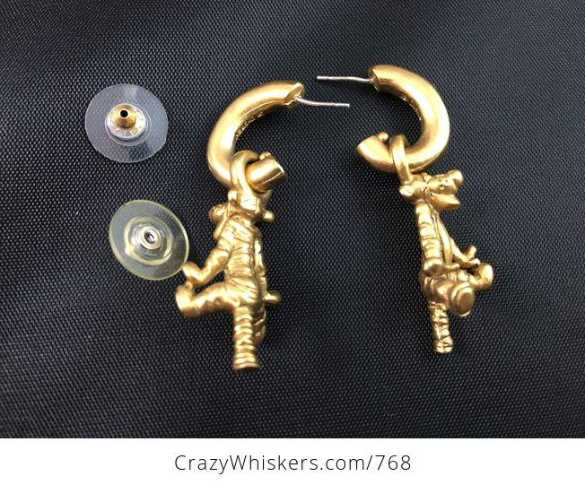 Vintage Gold Tone Bouncing Tigger Earrings by Disney - #uFRwCkCuaGE-3