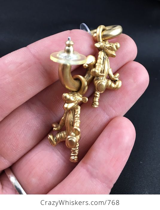 Vintage Gold Tone Bouncing Tigger Earrings by Disney - #uFRwCkCuaGE-4
