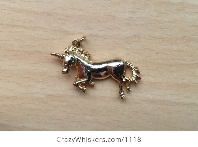 Vintage Gold Tone Rearing Unicorn Pendant Shipping Included in Price - #XtpB70dVih4-4