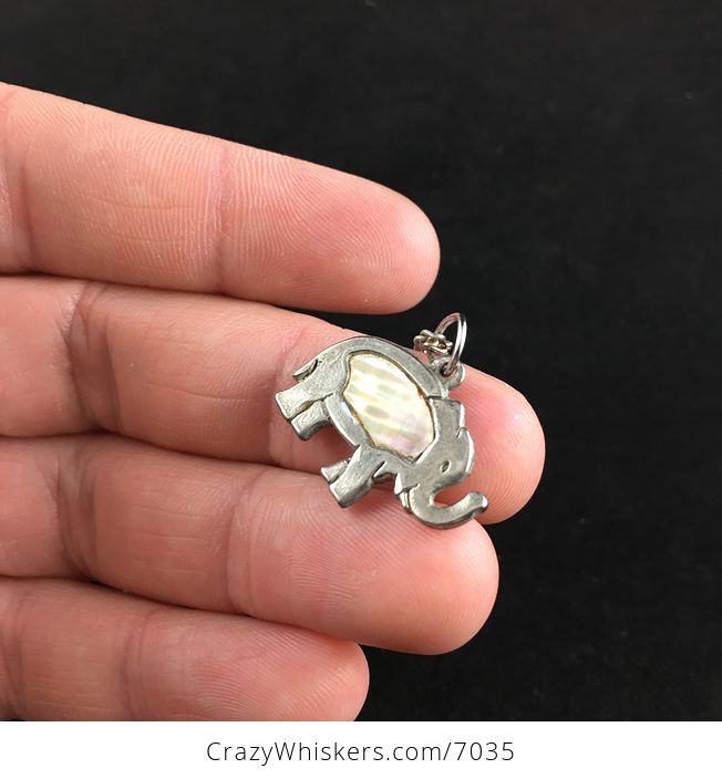 Vintage Mother of Pearl Elephant Jewelry Necklace - #JmJW5IBeYrs-3