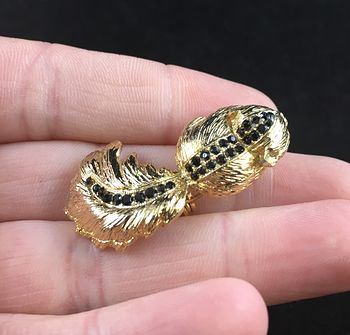 Vintage Rhinestone and Gold Toned Skunk Brooch Pin Jewelry #WwxnvxAn3xA